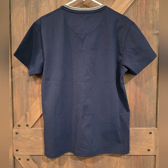 STONE FALCON Ink Blue/Sand V-neck Tee- Size LARGE - Picture 3 of 5